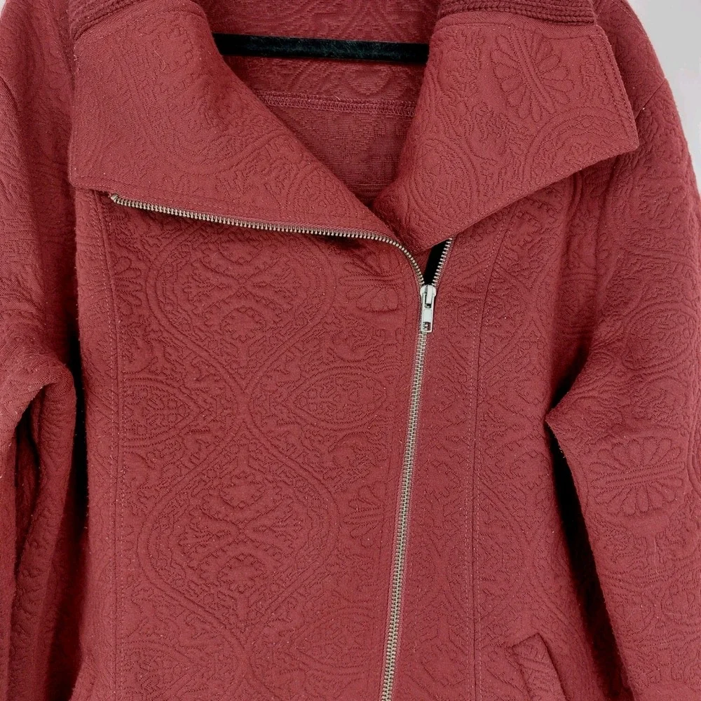db Established 1962 Matelasse Jacket Womens XL Full Zip Sweater Collar Burgundy‎